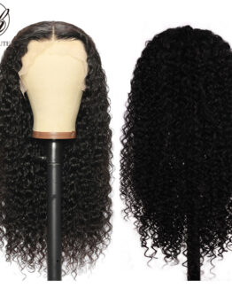 Kinky Curly Lace Wigs Synthetic Wigs 180% Density Natural Black Soft Long Glueless High Temperature With Baby Hair For Women